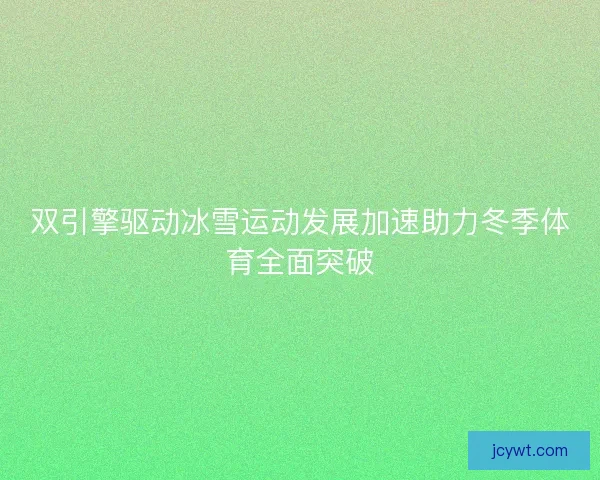 双引擎驱动冰雪运动发展加速助力冬季体育全面突破