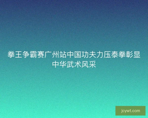 拳王争霸赛广州站中国功夫力压泰拳彰显中华武术风采